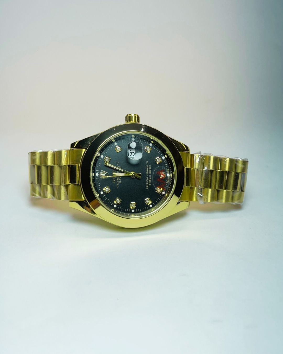 Rolex-Inspired Golden Watch with Classic Black Dial Stainless Steel – Elegant, Comfortable & Premium | FineOclock