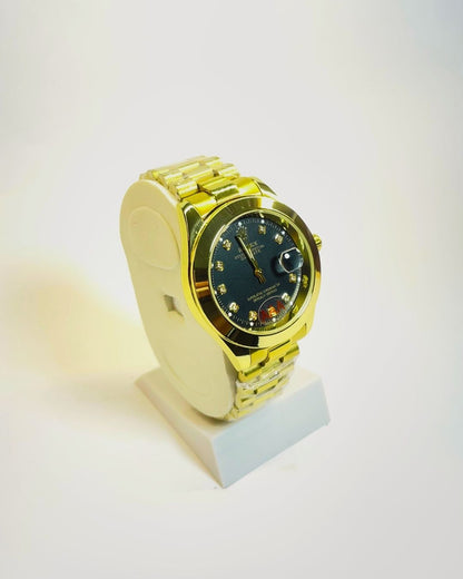 Rolex-Inspired Golden Watch with Classic Black Dial Stainless Steel – Elegant, Comfortable & Premium | FineOclock