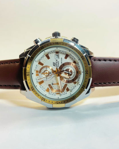 Edifice Casio EFR-539 (Dark Brown) Leather Straps – Elegant, Comfortable & Premium | FineOclock