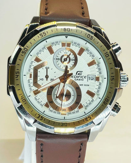 Edifice Casio EFR-539 (Dark Brown) Leather Straps – Elegant, Comfortable & Premium | FineOclock