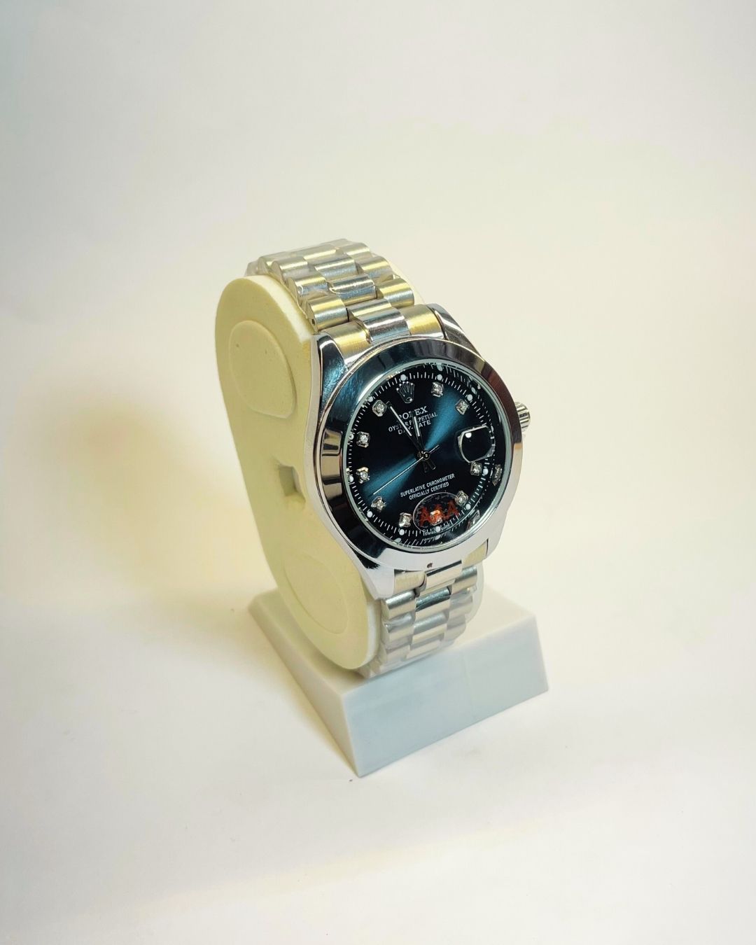 Rolex-Inspired Silver Watch with Midnight Graphite Dial Stainless Steel – Elegant, Comfortable & Premium | FineOclock