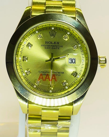 Rolex-Inspired Golden Watch with Sunbeam Dial Stainless Steel – Elegant, Comfortable & Premium | FineOclock