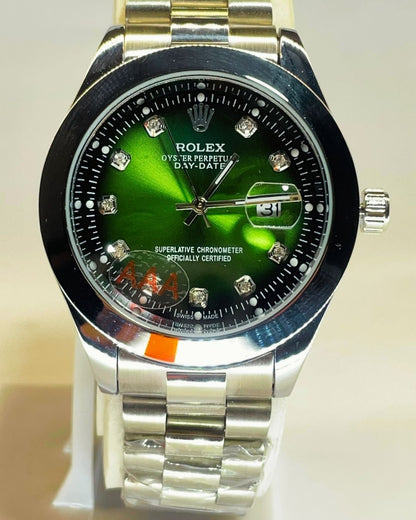 Rolex-Inspired Silver Watch with Emerald Green Dial Stainless Steel – Elegant, Comfortable & Premium | FineOclock