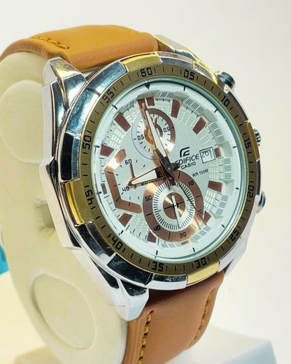 Edifice Casio EFR-539 (Brown) Leather Straps – Elegant, Comfortable & Premium | FineOclock