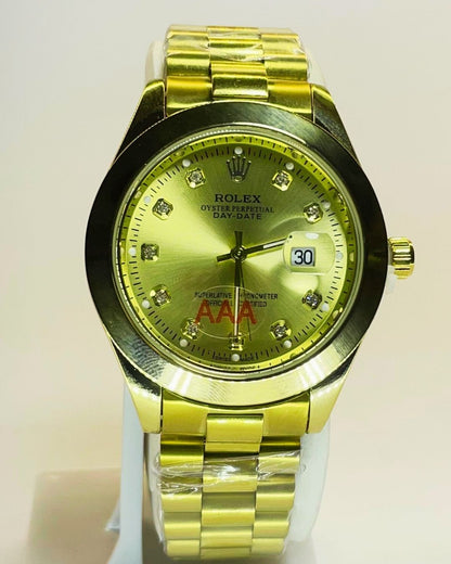 Rolex-Inspired Golden Watch with Sunbeam Dial Stainless Steel – Elegant, Comfortable & Premium | FineOclock