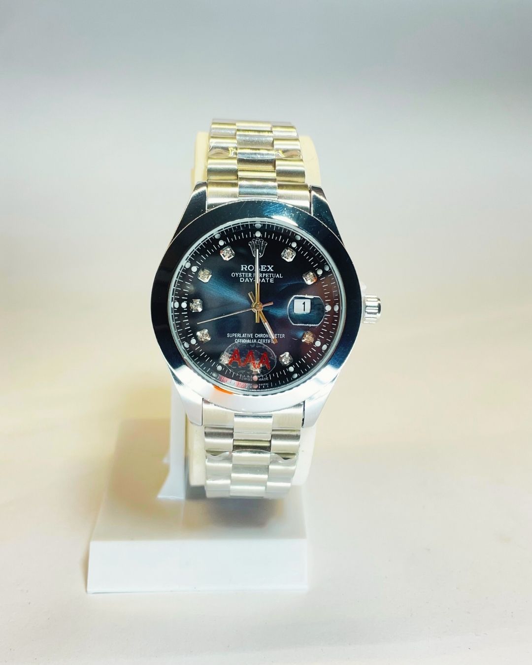 Rolex-Inspired Silver Watch with Midnight Graphite Dial Stainless Steel – Elegant, Comfortable & Premium | FineOclock