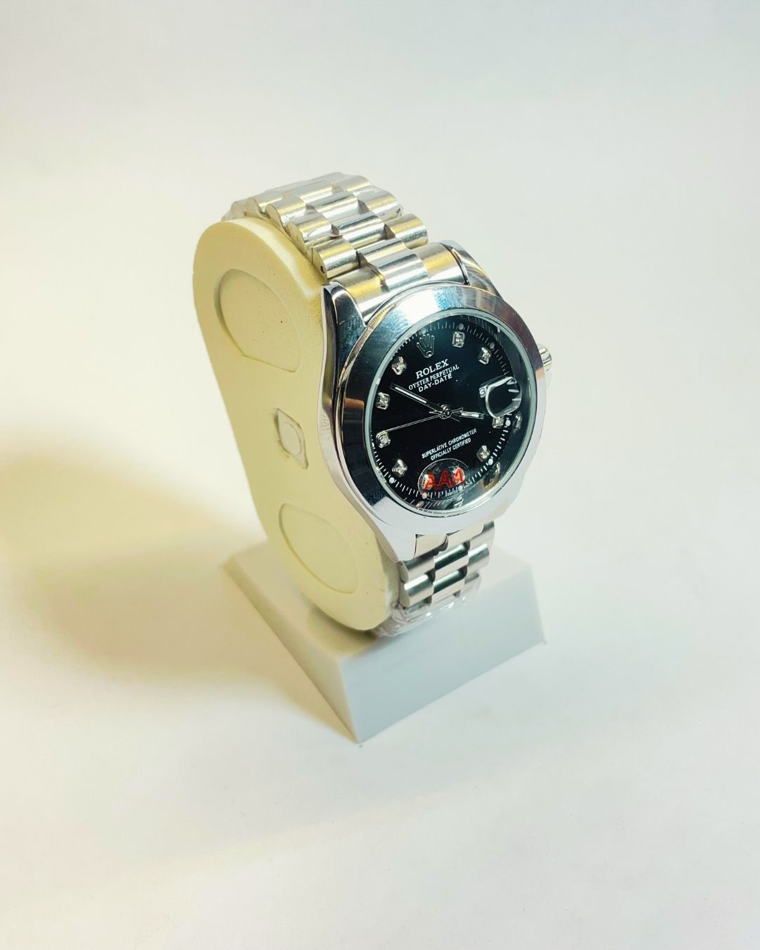 Rolex-Inspired Silver Watch with Classic Black Dial Stainless Steel – Elegant, Comfortable & Premium | FineOclock