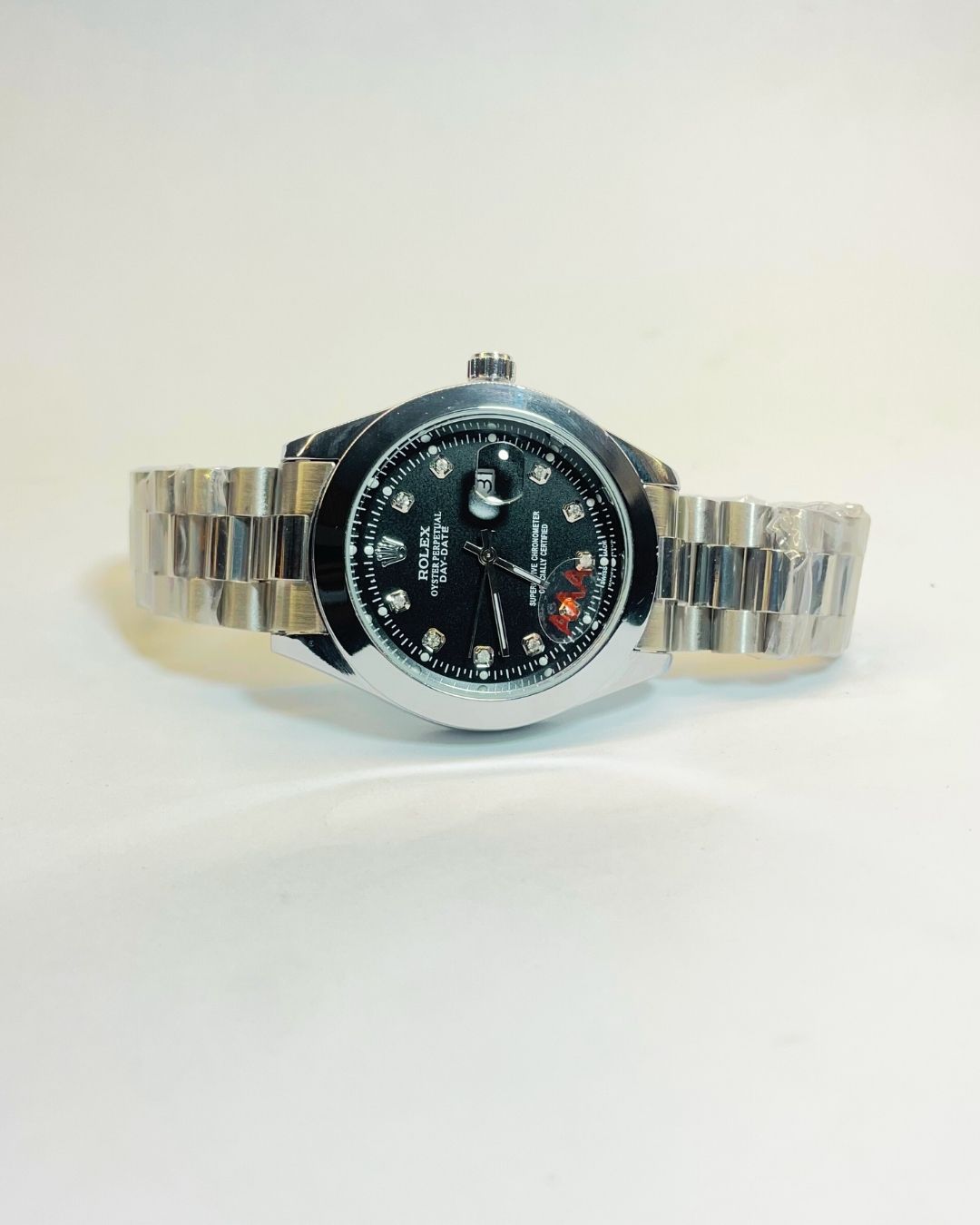 Rolex-Inspired Silver Watch with Classic Black Dial Stainless Steel – Elegant, Comfortable & Premium | FineOclock