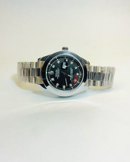 Rolex-Inspired Silver Watch with Classic Black Dial Stainless Steel – Elegant, Comfortable & Premium | FineOclock