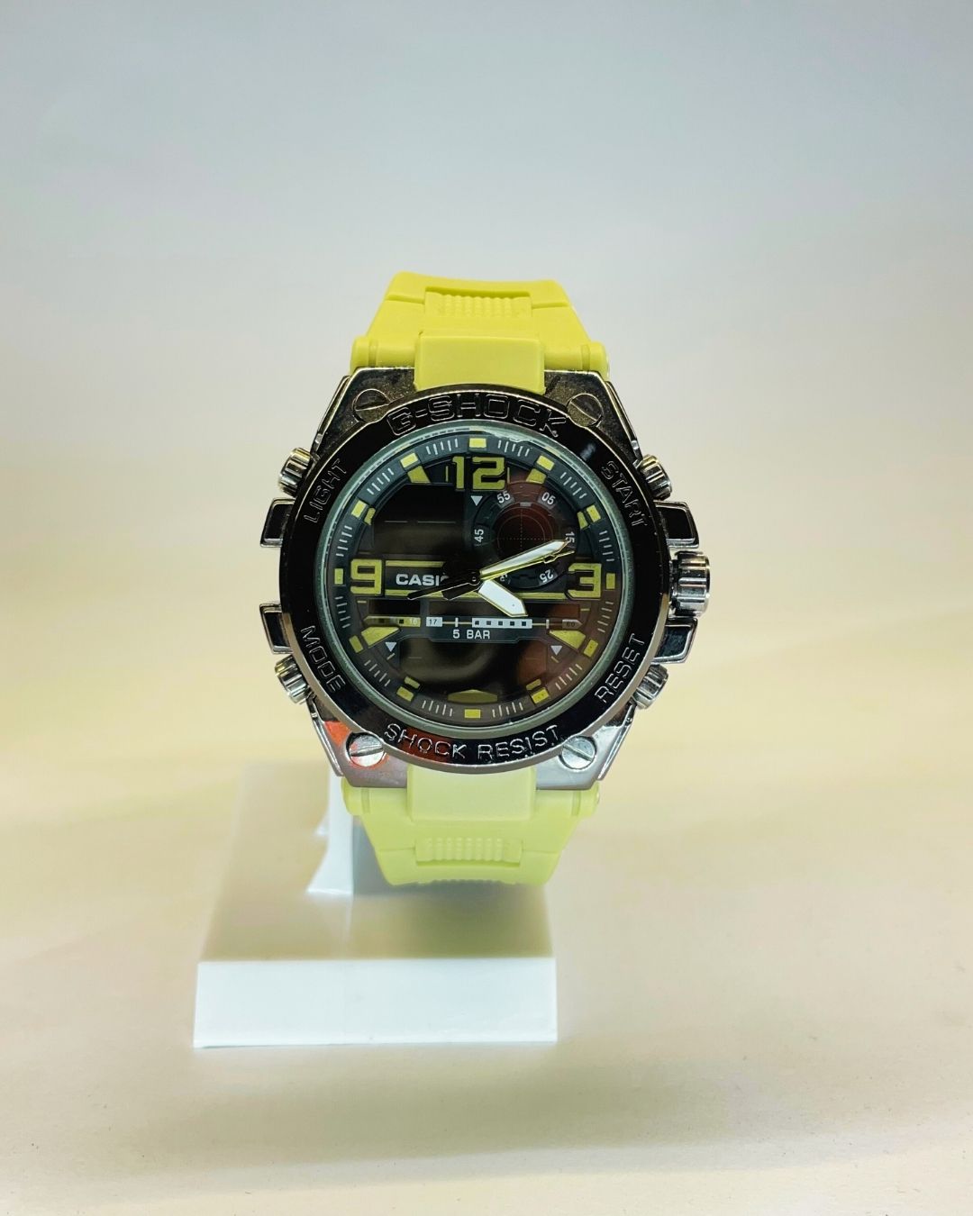 G-Style GST-W300 (Beige) front view Rubber Straps – Elegant, Comfortable & Premium | FineOclock