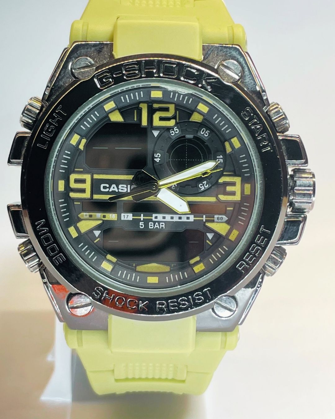 G-style GST-W300 (Beige)-closeup shot- Rubber Straps – Elegant, Comfortable & Premium | FineOclock