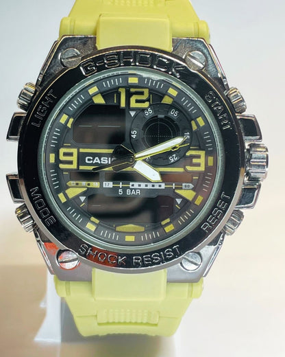 G-style GST-W300 (Beige)-closeup shot- Rubber Straps – Elegant, Comfortable & Premium | FineOclock