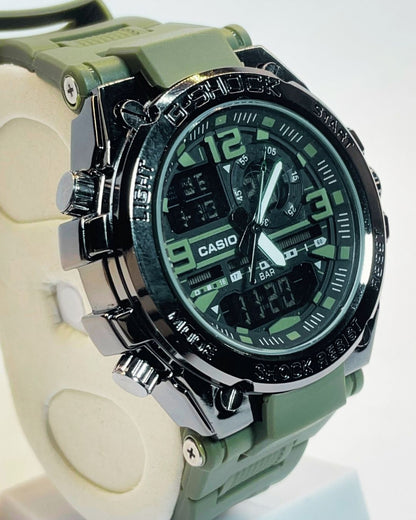military-green-sports-watch-down-view Rubber Straps – priceless, daily wear & water prove | FineOclock